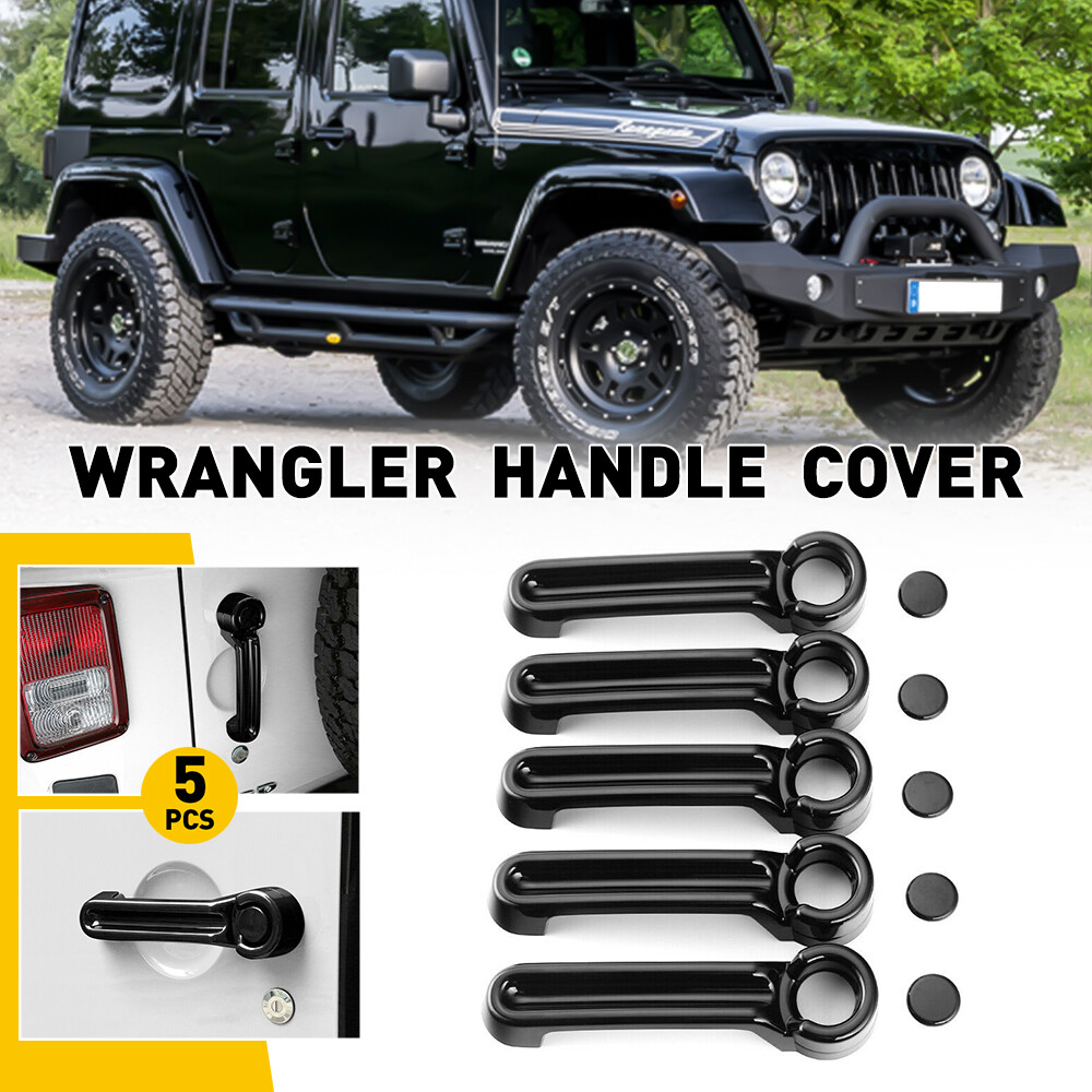Triple Black Plated 4 Door and Tailgate Handle Cover for 2007-2018 Jeep Wrangler JK