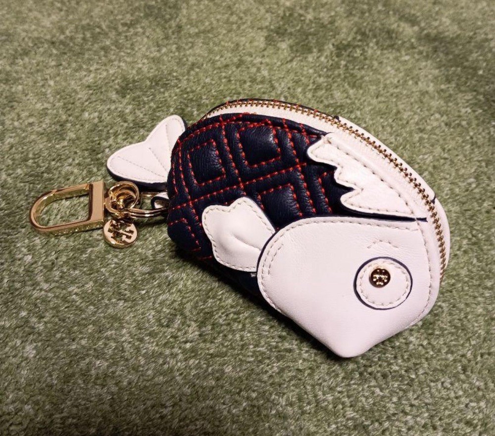 Tory Burch Goldfish Coin Purse Keychain Charm Cute Fish Case in Good Condition