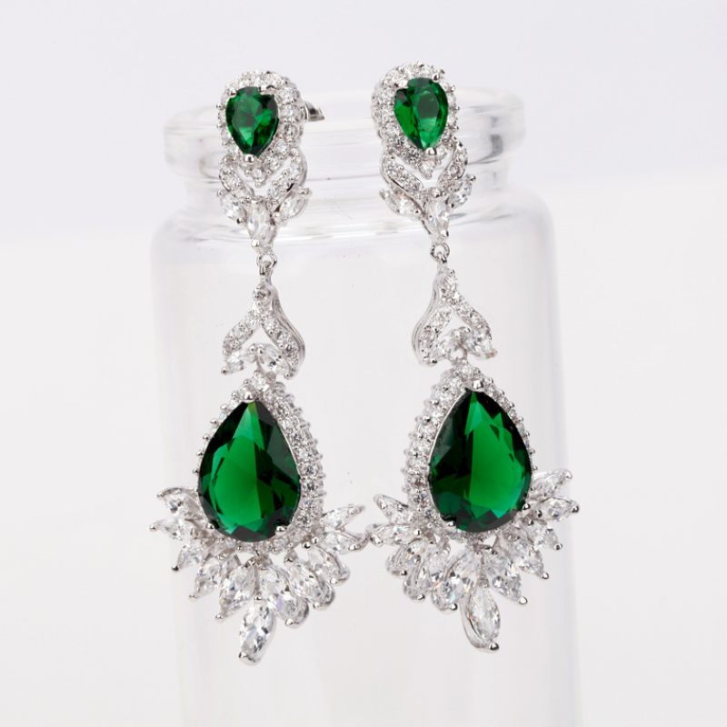 Eight Hearts And Eight Arrows Zircon Fashion Earrings Bridal Gold Plated Jewelry