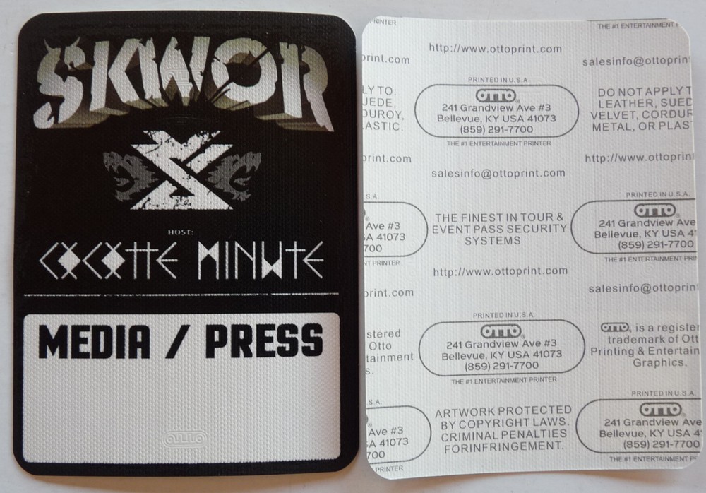 SKWOR Concert Tour Black Media Press Backstage Pass D15