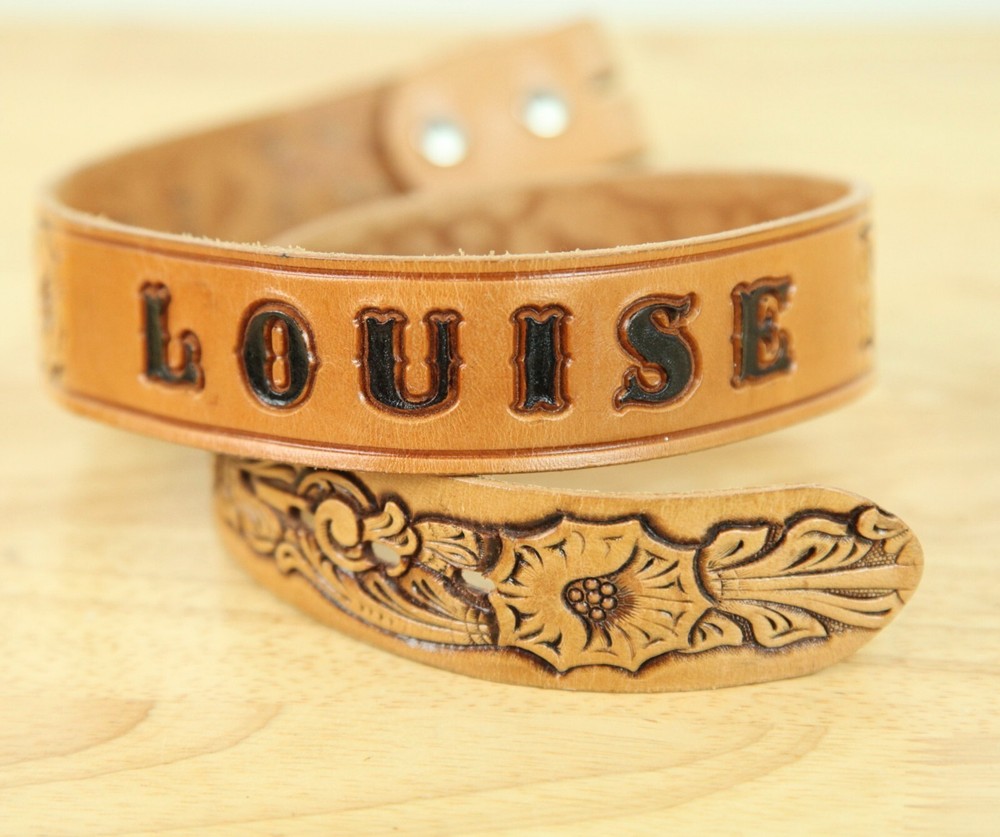 Womens 28 Belt ONLY Tooled Leather Western Louise Vintage Brown Cowgirl Rodeo