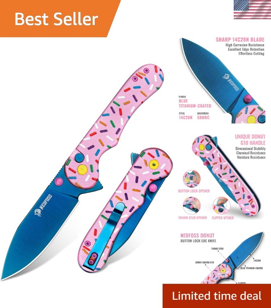 Pink Pocket Knife for Women Men, 2.9