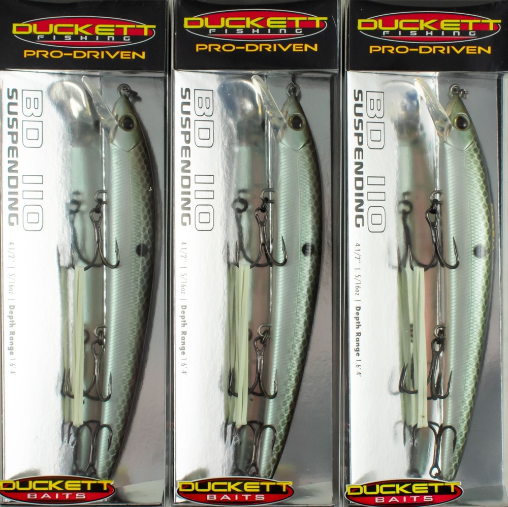 (LOT OF 3) DUCKETT PRO DRIVEN BD 110 JERKBAIT BD110GGS GREEN GIZZARD SHAD L4125