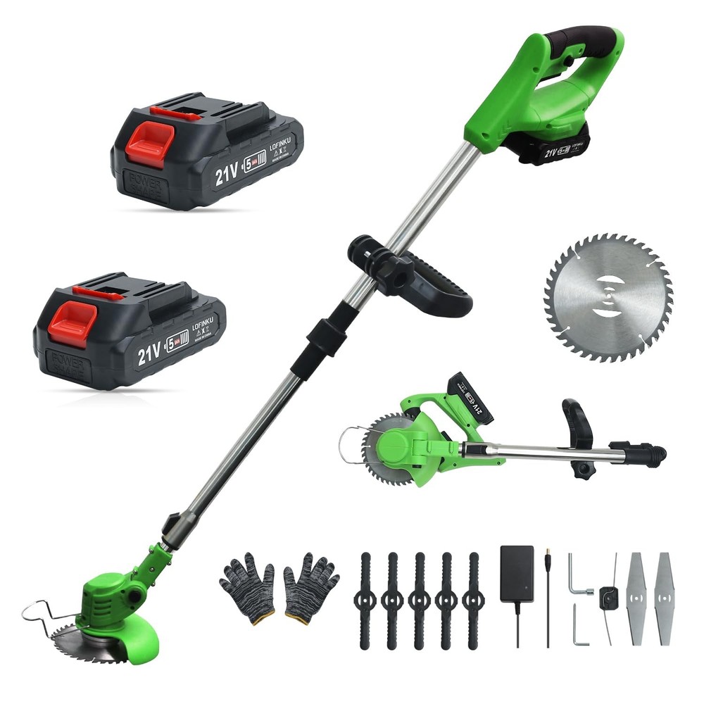 Cordless Weed Wacker with 2 Batteries Electric Grass Trimmer Lightweight Brush Cutter