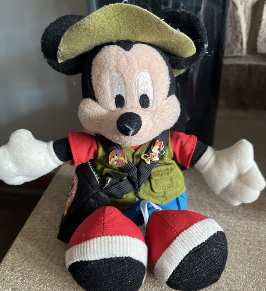 Disney World Mickey Mouse Pin Trading Plush with 2 Pins & Carry Bag