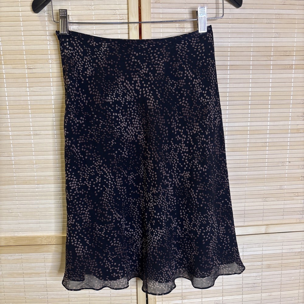 Ann Taylor Women’s 100% Silk Chiffon A-Line Skirt Size OP Black Fully Lined