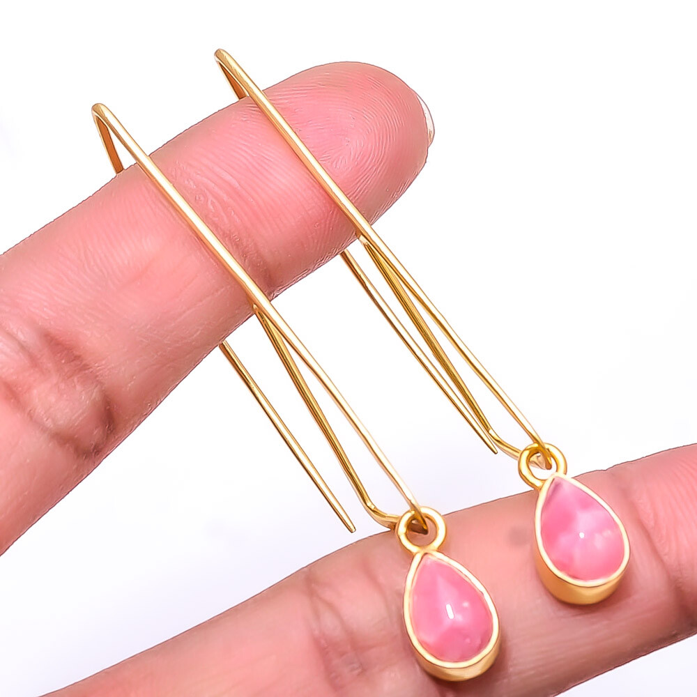 Rhodochrosite - Argentina Gold Plated 925 Sterling Silver Earring 2.46