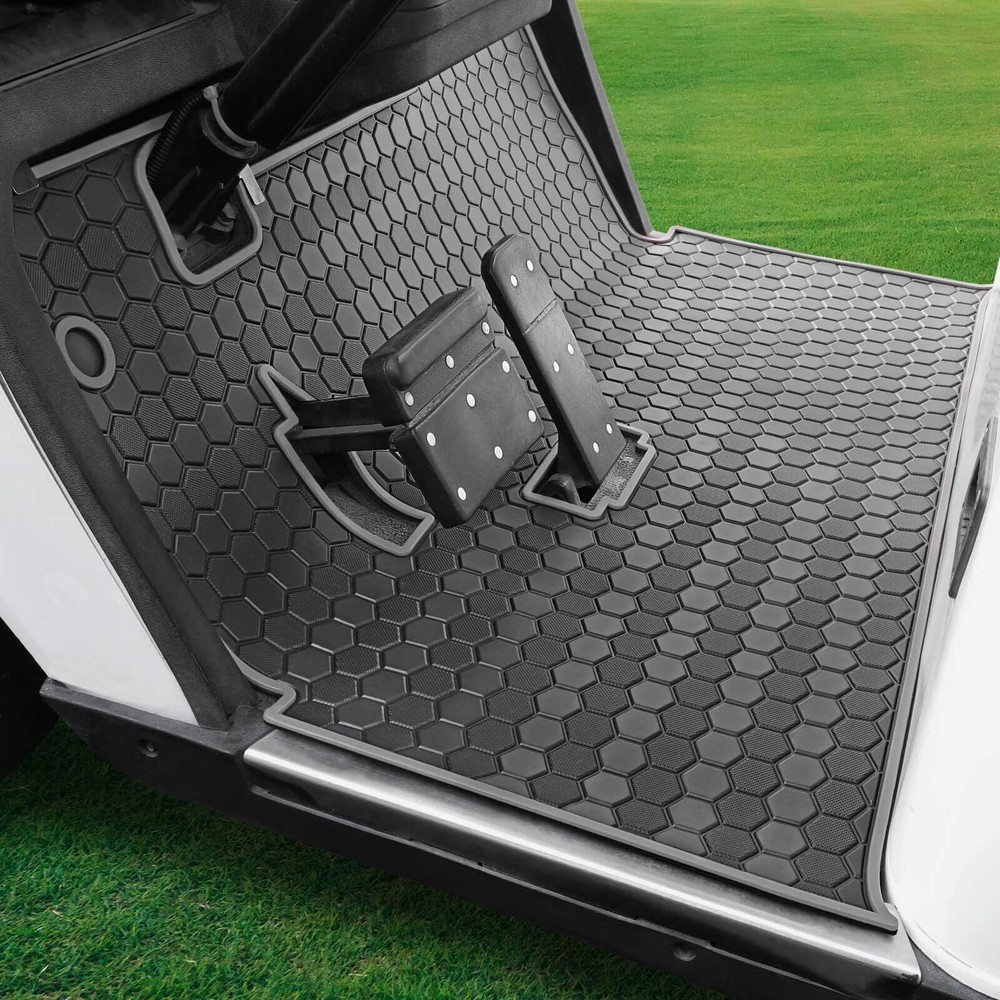 EZGO TXT Golf Cart Anti-Slip Rubber Floor Mat with Grey Trim