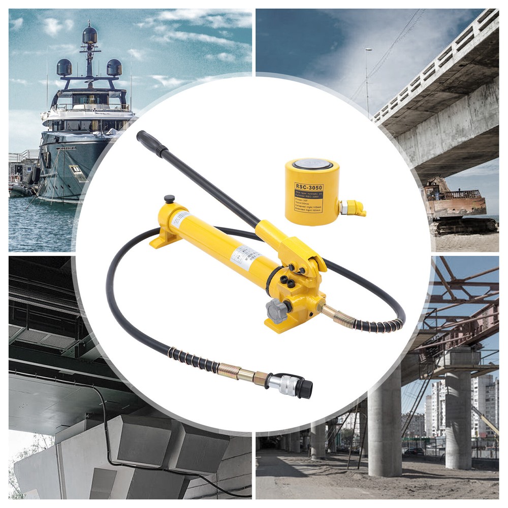 30 Ton Hydraulic Jack Air Pump Lift Portable Power Ram Repair Tool+Hand Pump