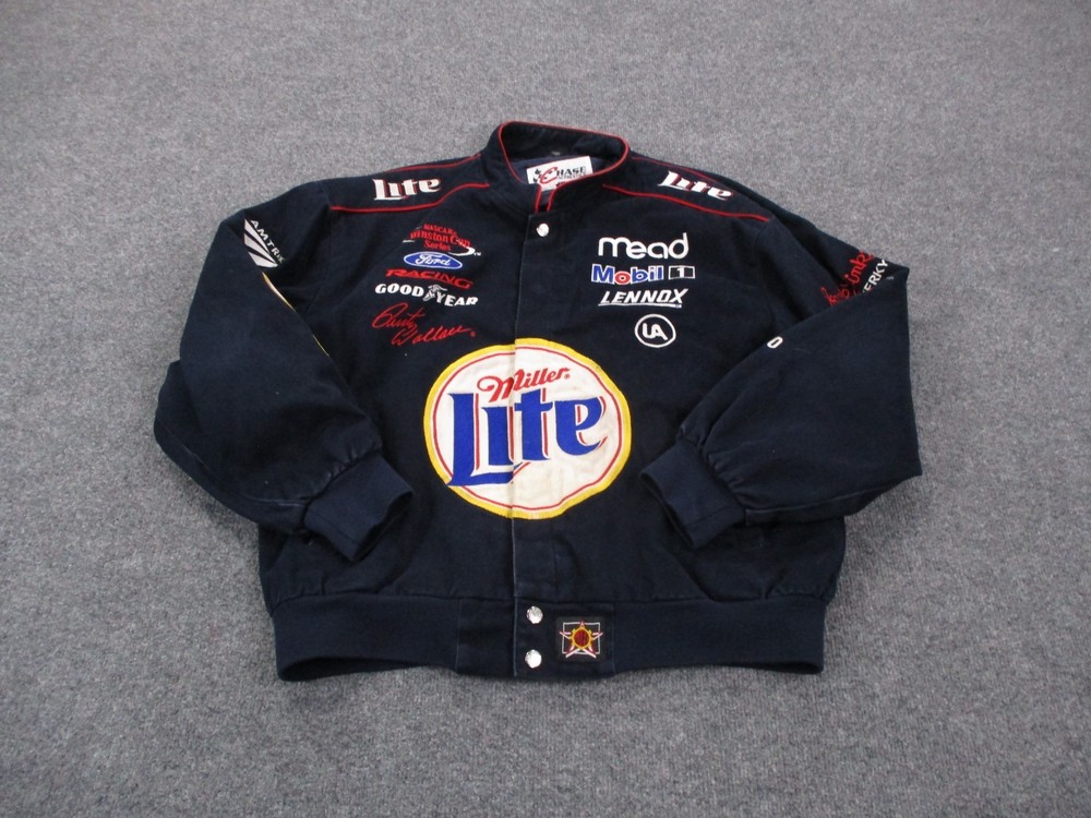 Vintage Nascar Jacket Mens L Miller Lite Rusty Wallace Chase Authentics Racing
