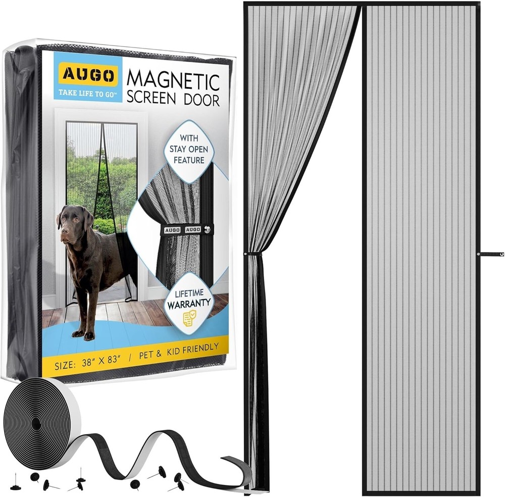 AUGO Heavy Duty Magnetic Screen Door Self Sealing Hands Free Mesh Partition