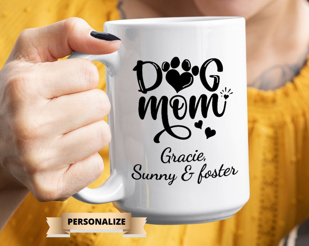 Personalized Dog Mom Mug For Women Custom Dog Name Coffee Mug Dog Mom Design