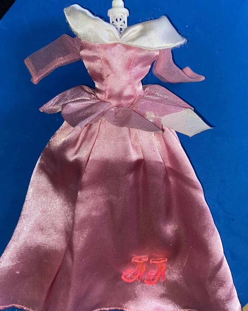 Barbie Princess Aurora Pink White Gown with Shoes Disney