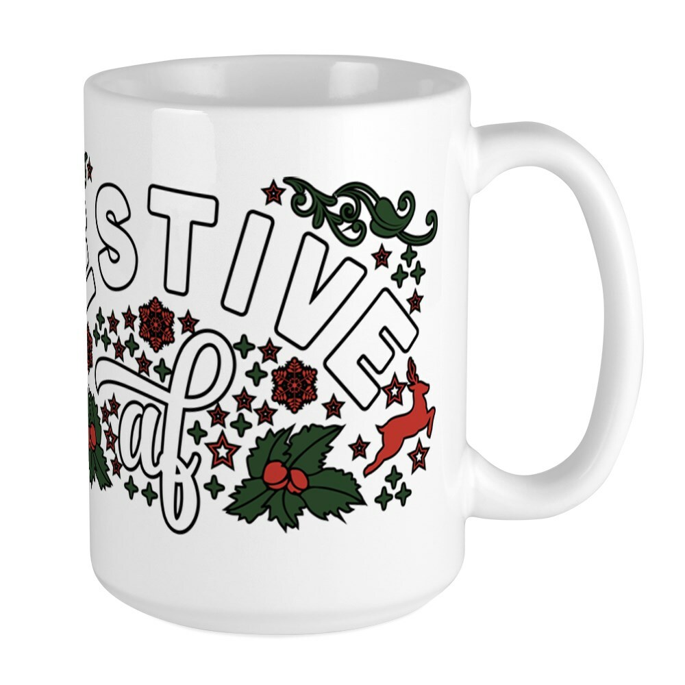 CafePress Festive AF Coffee Mug, Large 15 oz. White Coffee Cup (168857229)