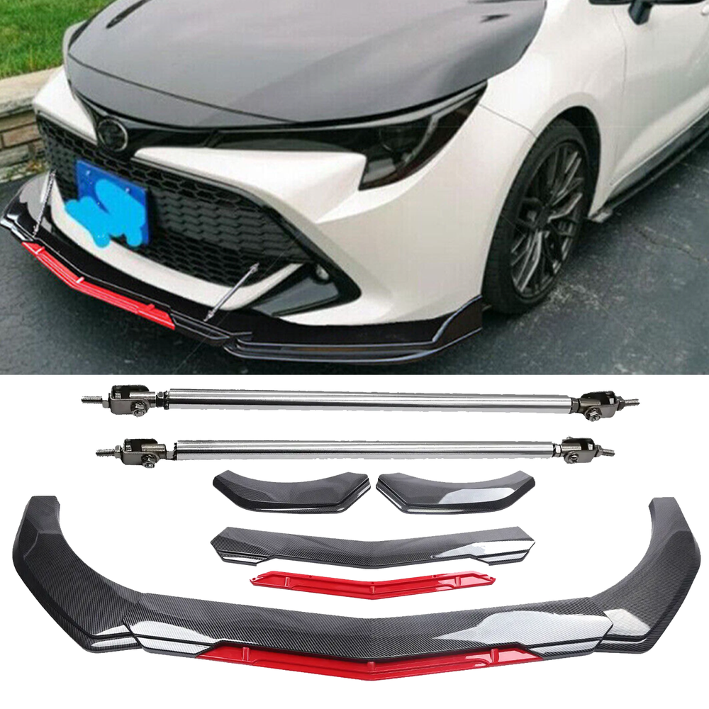 Carbon Fiber Front Bumper Lip Spoiler Splitter Strut Rod for Toyota Corolla