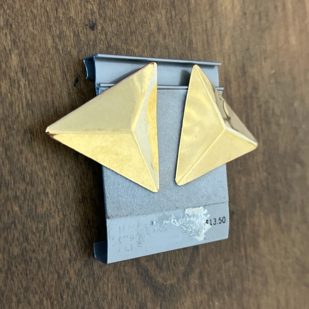 Vintage Gold Geometric Triangle Drop Earrings  