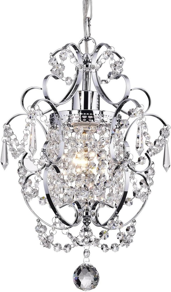 Mini Chandelier Chrome Crystal 1 Light Modern Elegant Glam Ceiling Light Fixture