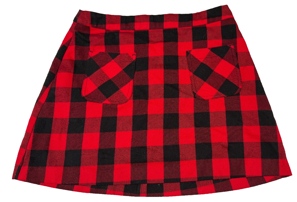 Divided Plaid Tartan Red & Black Mini Skirt Punk Festival Pockets 8