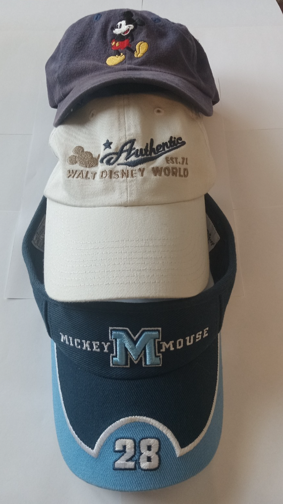 Lot of 3 Authentic Mickey Mouse Disney World Hats and Visor Set 28