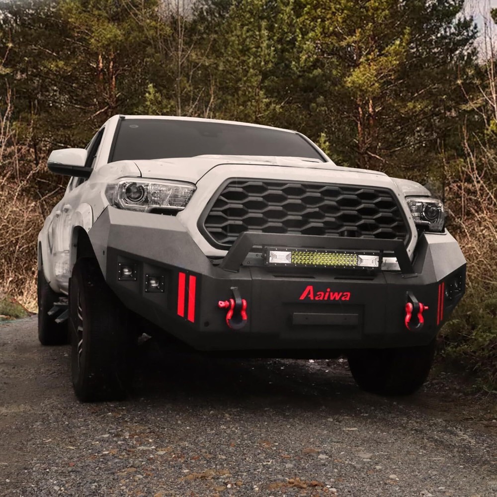 2016-2023 Toyota Tacoma Steel Front Bumper with Winch Plate Lights and Towing Hook