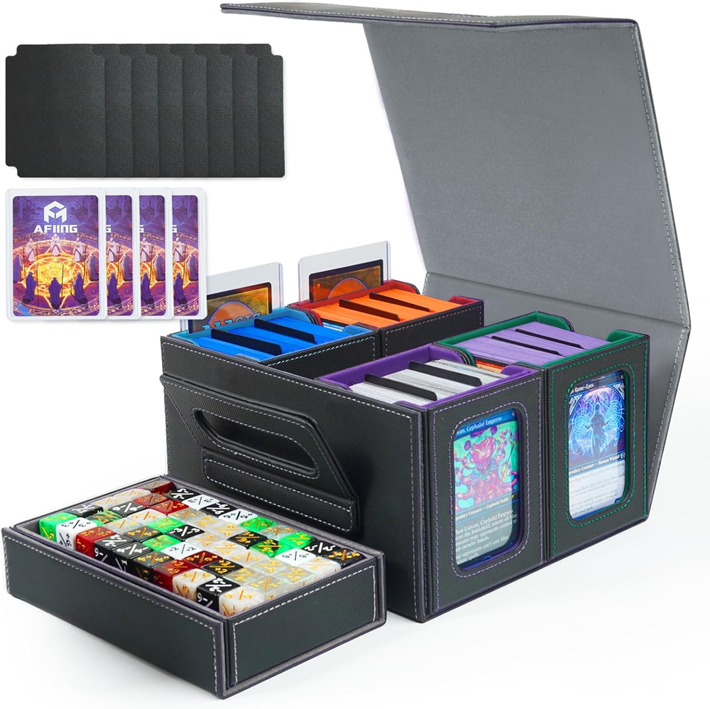Commander Deck Box for MTG, Holds 400+ Double-Sleeved Cards, 4 Removable Deck Ca