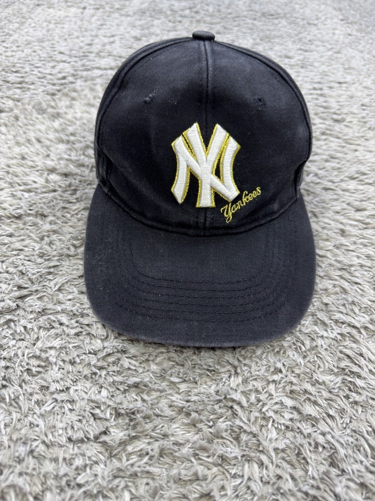 Vtg New York Yankees Hat Adult OSFM Adjustable MLB Strapback Dad Cap Y2K Faded