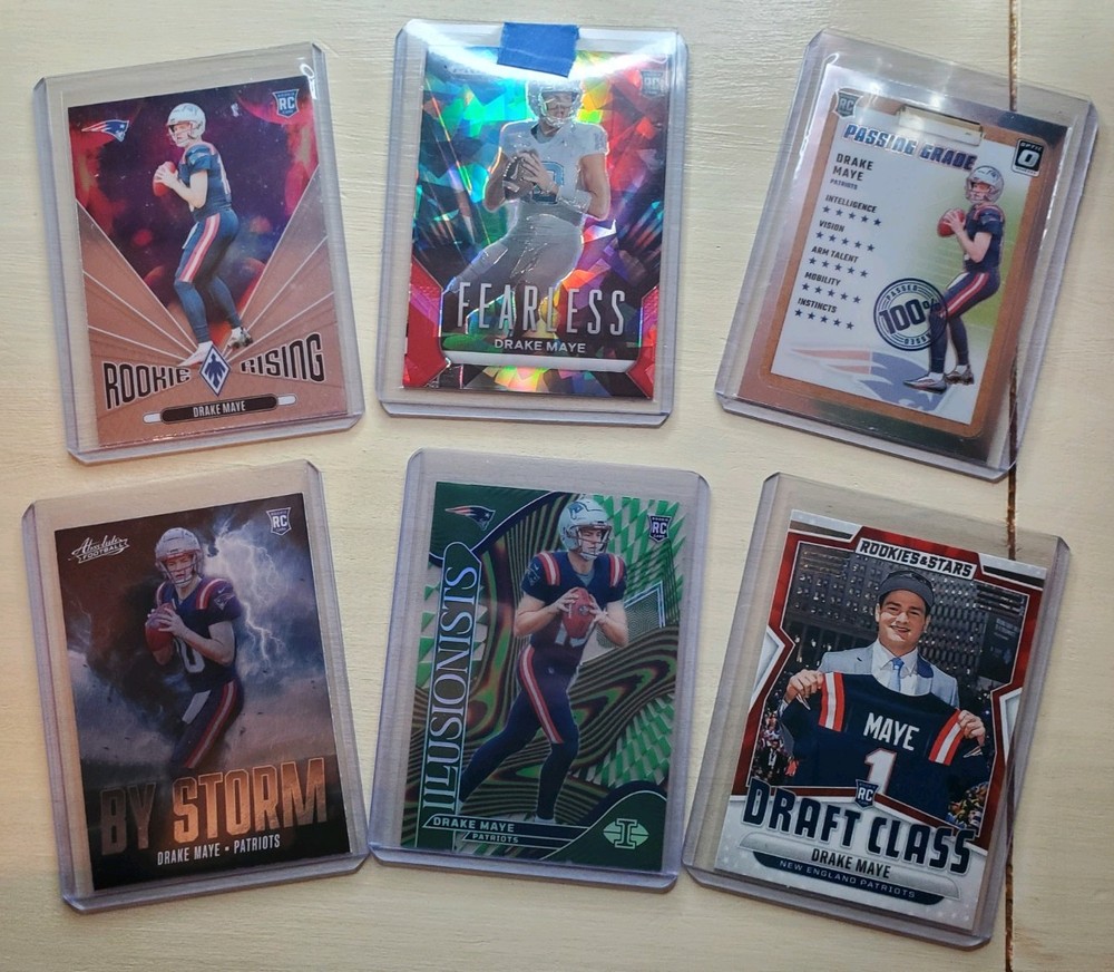 2024 Drake Maye 6-Card Rookie Lot Featuring Fearless Cracked Ice Prizm (6x RC)