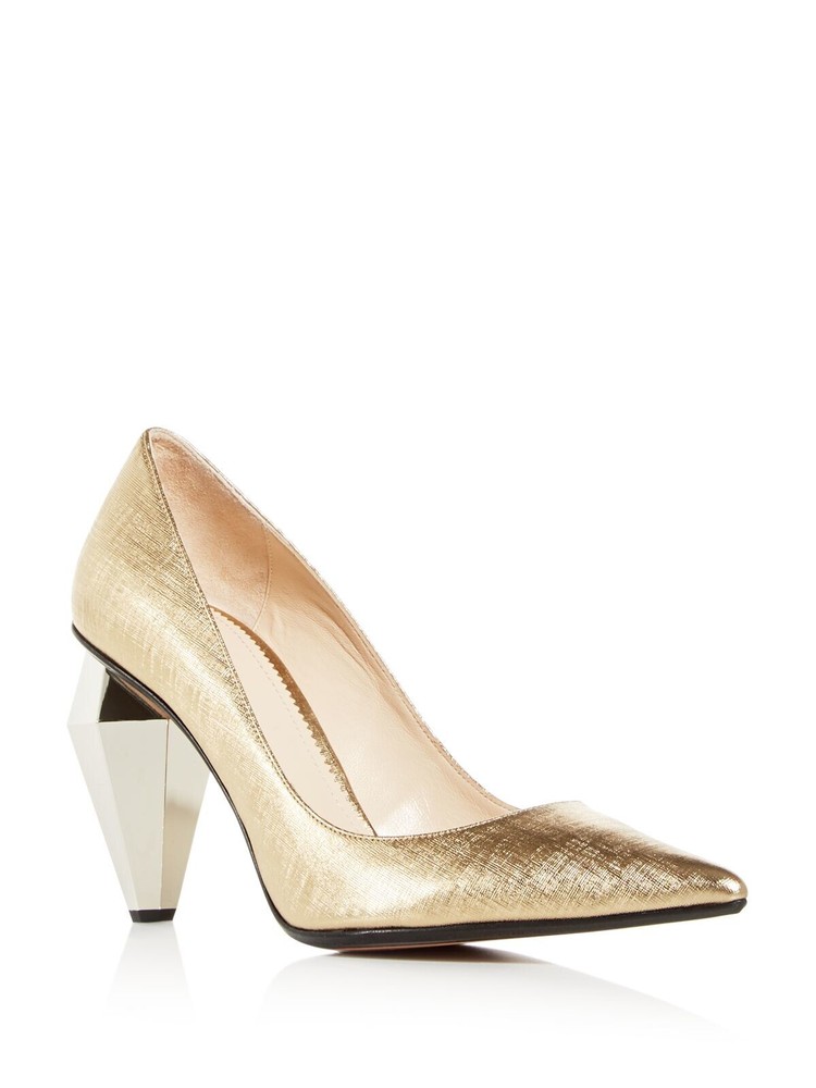 MARC JACOBS Womens Gold The Pump Toe Sculpted Heel Slip On Leather Pumps 36.5