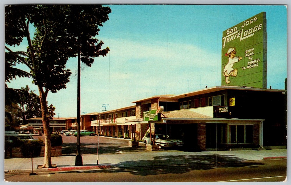Vtg Postcard Travelodge Motel Sign San Jose, CA 1960s