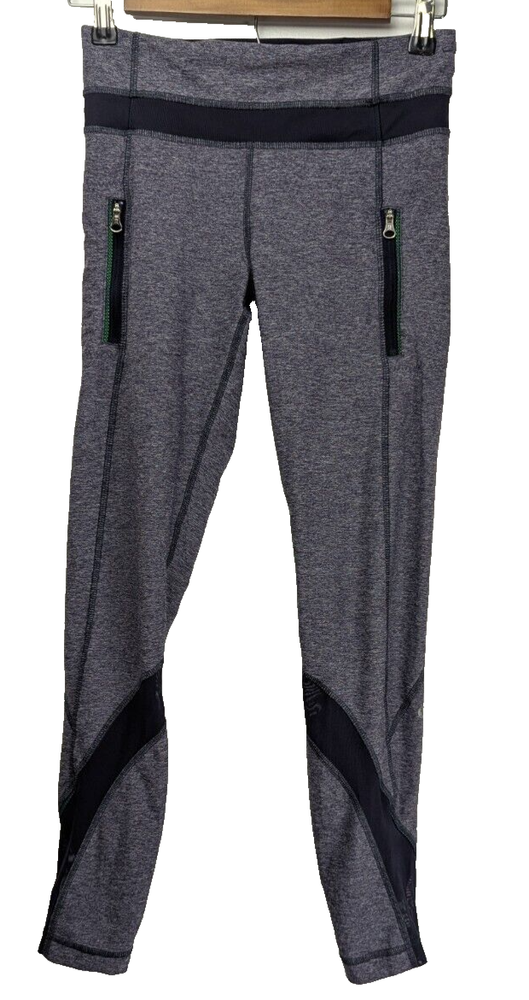 Lulmon Inspire Tight Leggings with Zip Pocket Gray Size 4 Mesh Ankle Mid Rise