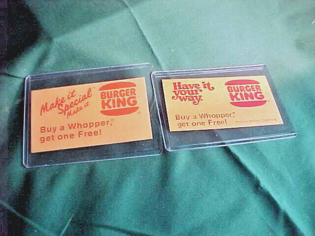 Vintage Burger King Whopper Discount Coupons Melbourne FL