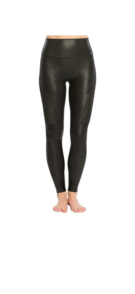 Spanx Womens Faux Leather Moto Leggings Edgy Black Medium 20136R