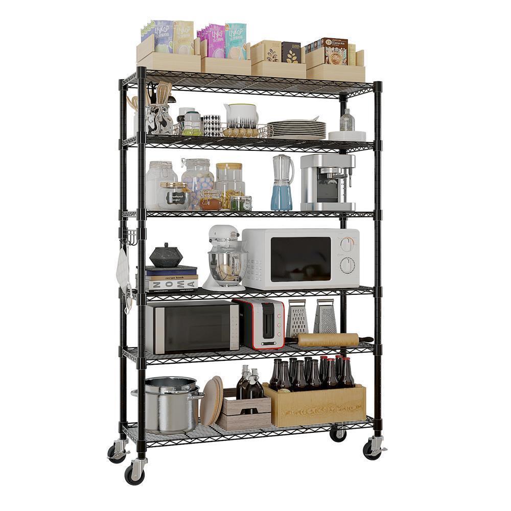 82H 6-Tier Heavy Duty NSF Wire Metal Shelving Unit Adjustable Storage Rack