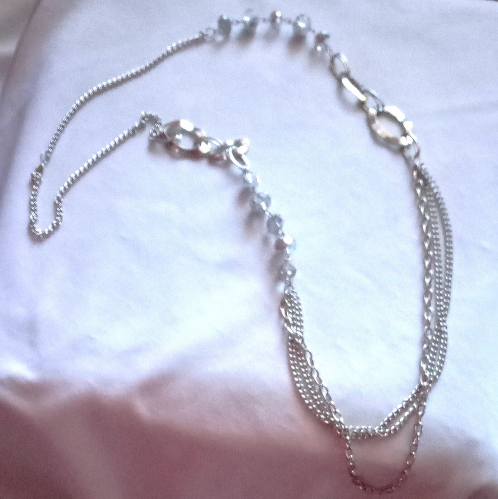 Silver Tone 40-Inch Multistrand Beaded Necklace for Women Free Shipping