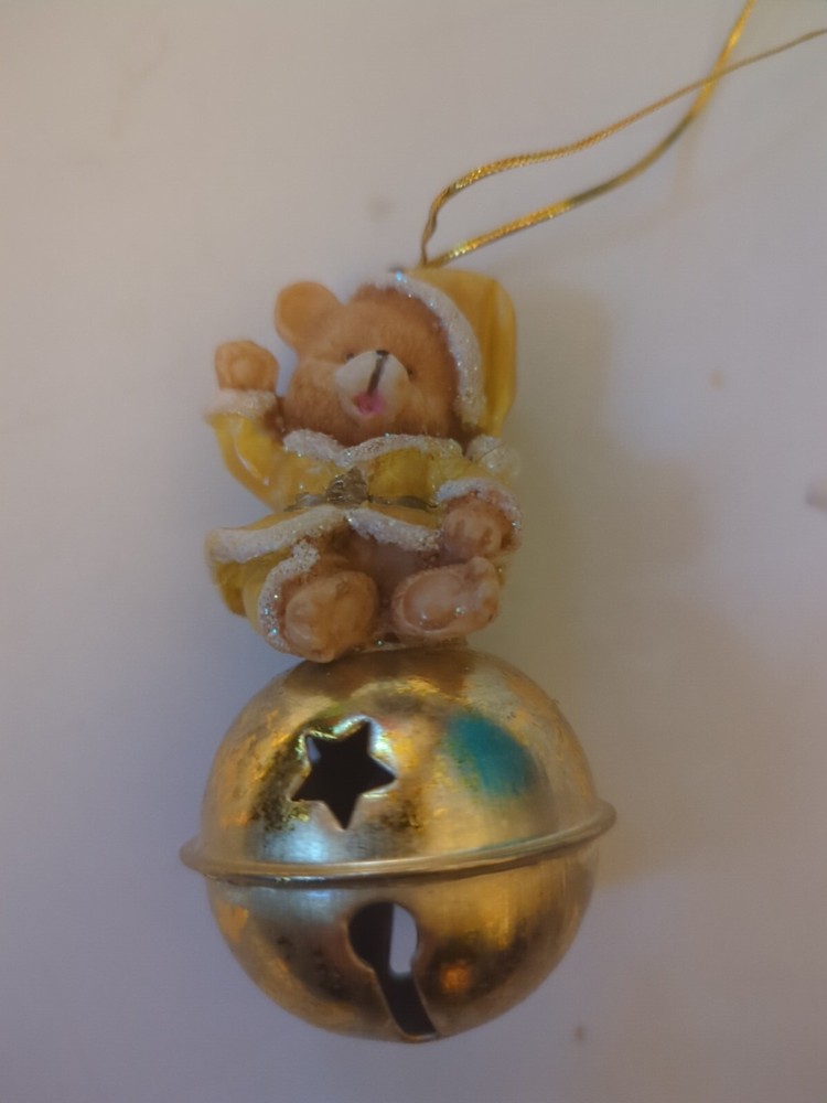 Teddy Bear on Bell Christmas Ornament Decor for Holidays