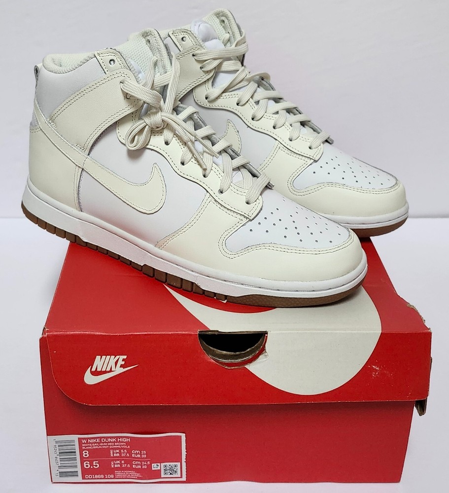 Nike Dunk High White Sail Gum Sneakers DD1869 109 Womens Size 8/ Mens 6.5 New