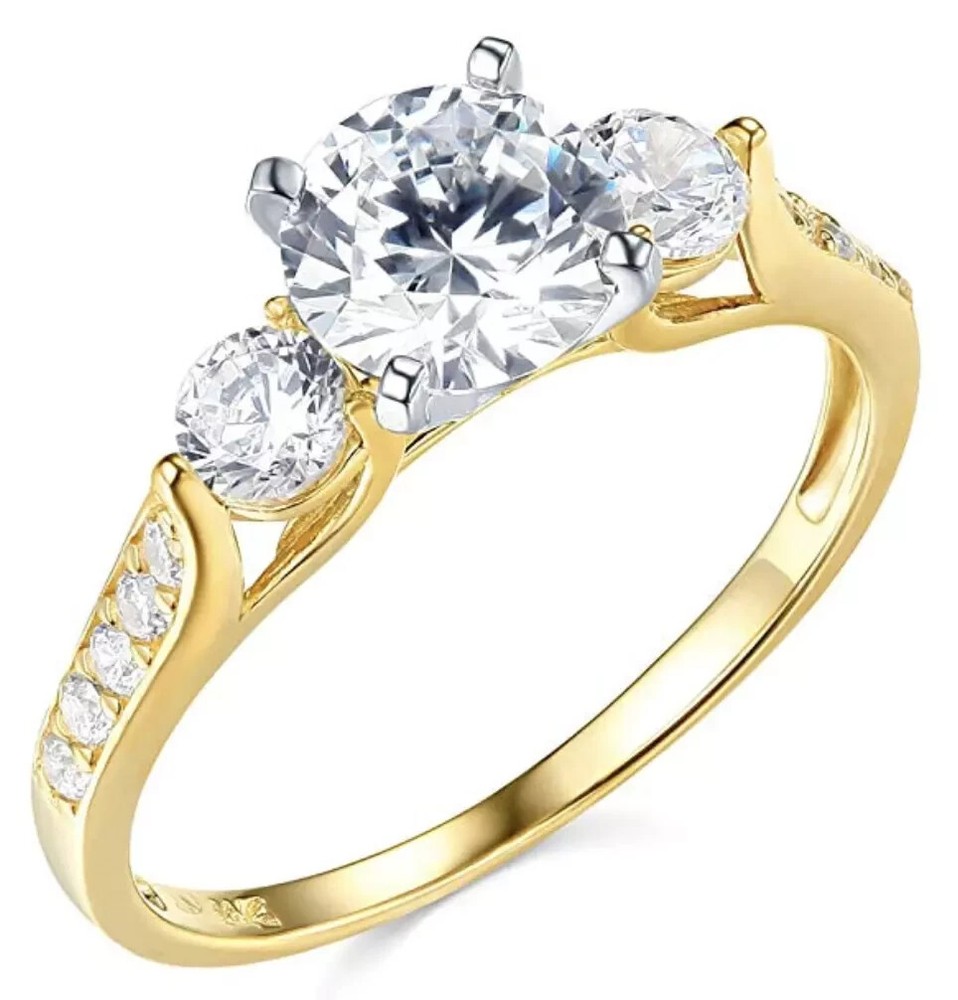 2.00Ct Round Cut Natural  Moissanite Women's Wedding Ring 14k Yellow Gold Plated