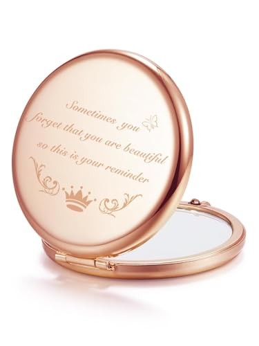 Gifts for Women, Personalized Compact Mirror, Unique Rose Gold-for Women 02