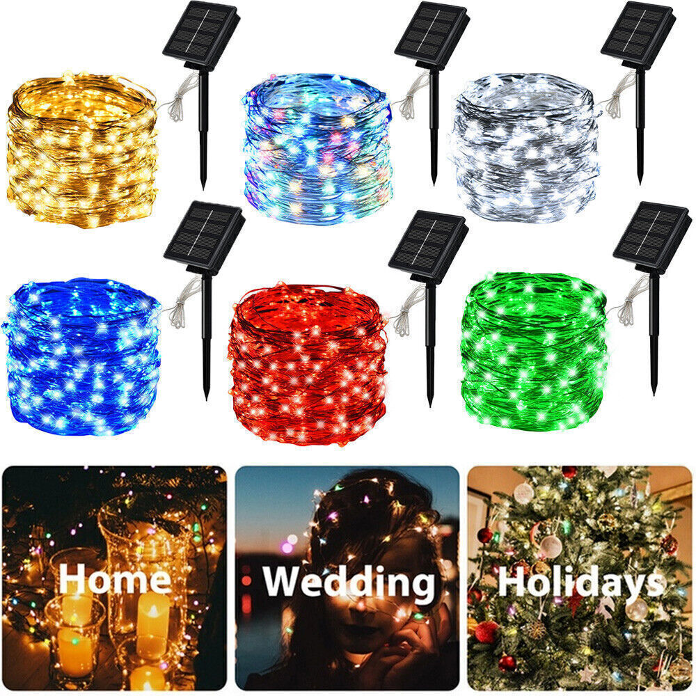 100-200 LED Solar Fairy Lights Garden Outdoor Party Holidays Lamp String Lights