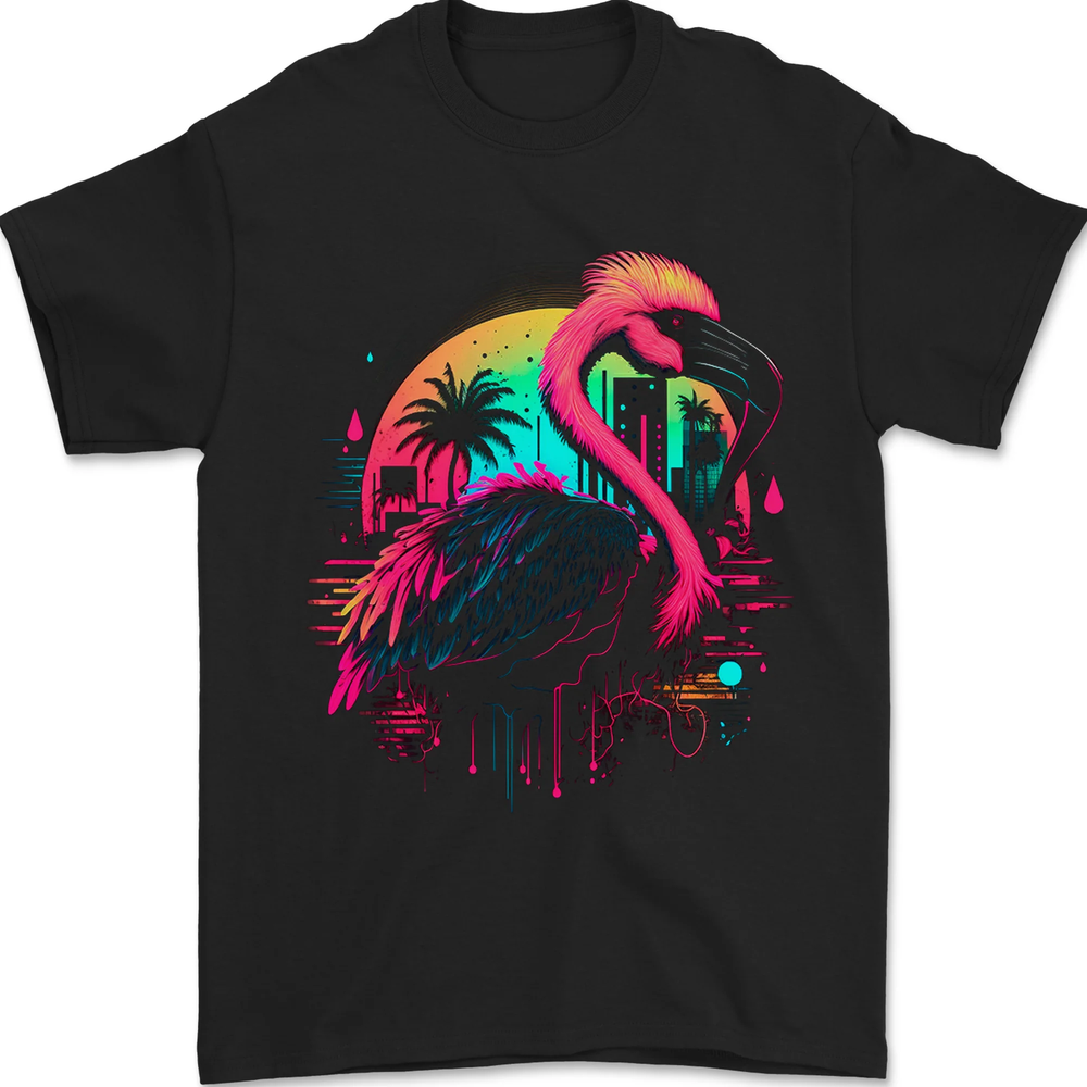 A Retro Flamingo Mens T-Shirt 100% Cotton