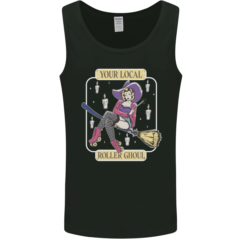 Roller Ghoul Funny Halloween Roller Skating Mens Vest Tank Top