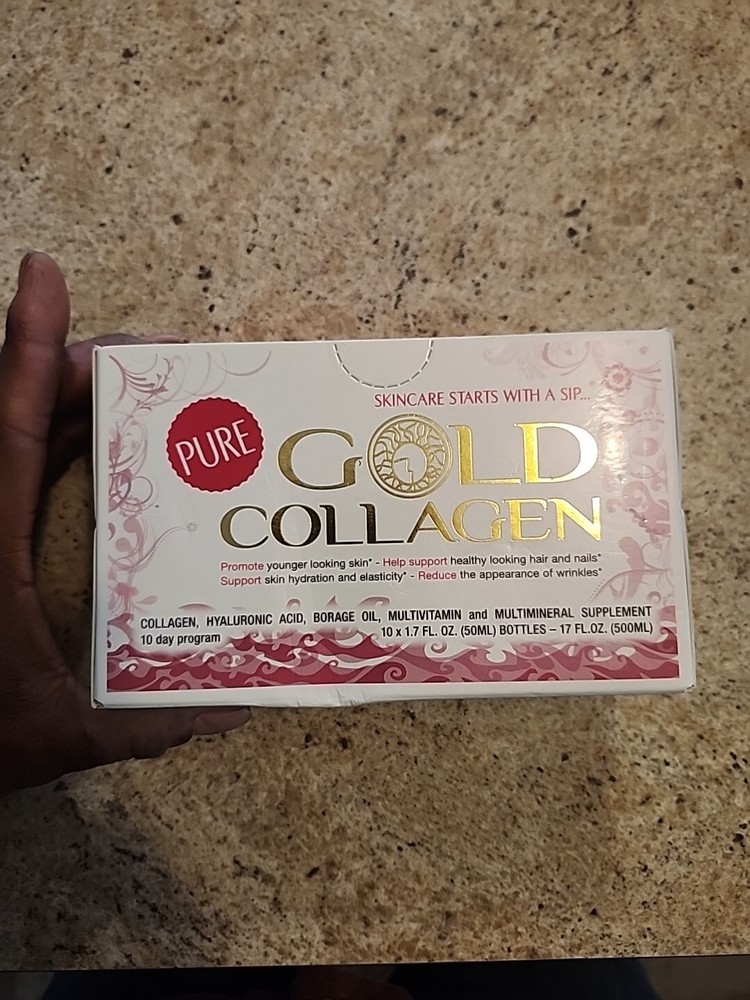 2 X Pure Gold Collagen, Gold Collagen Forte by Minerva - 1.7 OZ/50 ML EACH - UB