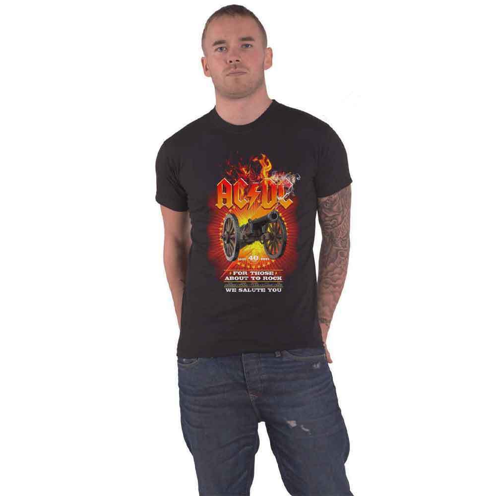 AC/DC 40th Anniversary For Those About to Rock Flaming Unisex Black Tee