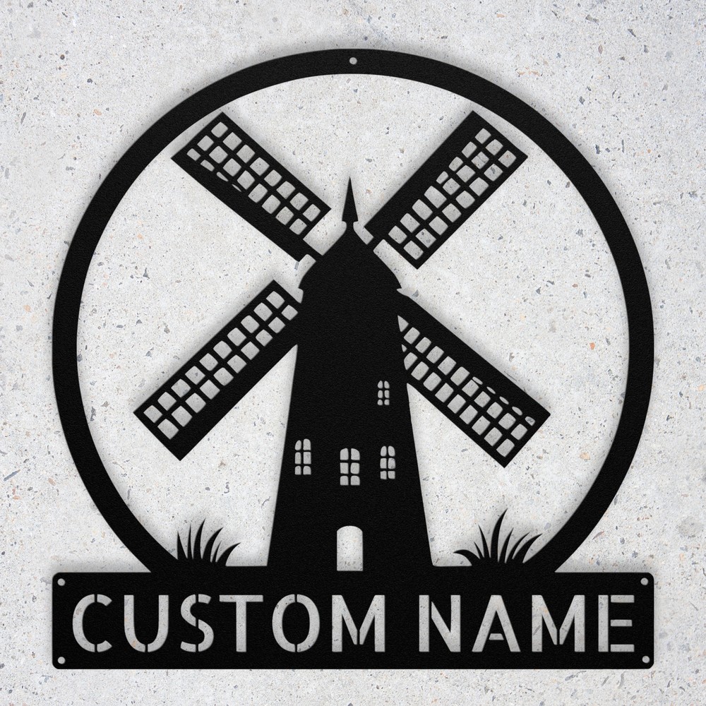 Custom Fancy Windmill Metal Sign Personalized Home Decor Art Gift Indoor Outdoor