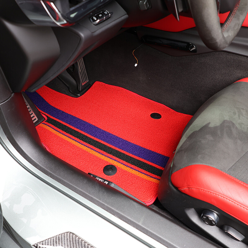 All Weather Carpet Red Tricolor Floor Mats Nylon Liner for Corvette C8 2020-2024