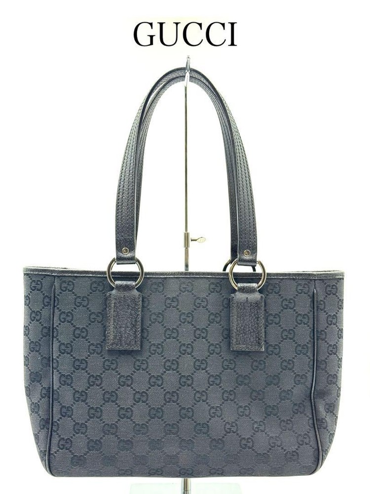 GUCCI GG Canvas Black Shoulder Bag Authentic Serial F05291630