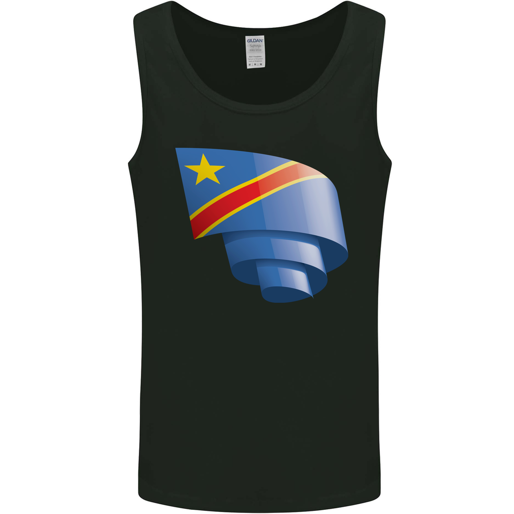 Curled DR Congo Flag Congolese Day Football Mens Vest Tank Top