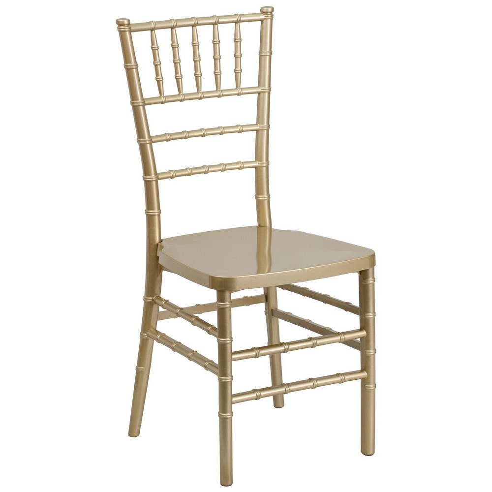 Modern Gold Resin Stackable Chair for Indoor Outdoor Coffee Seating