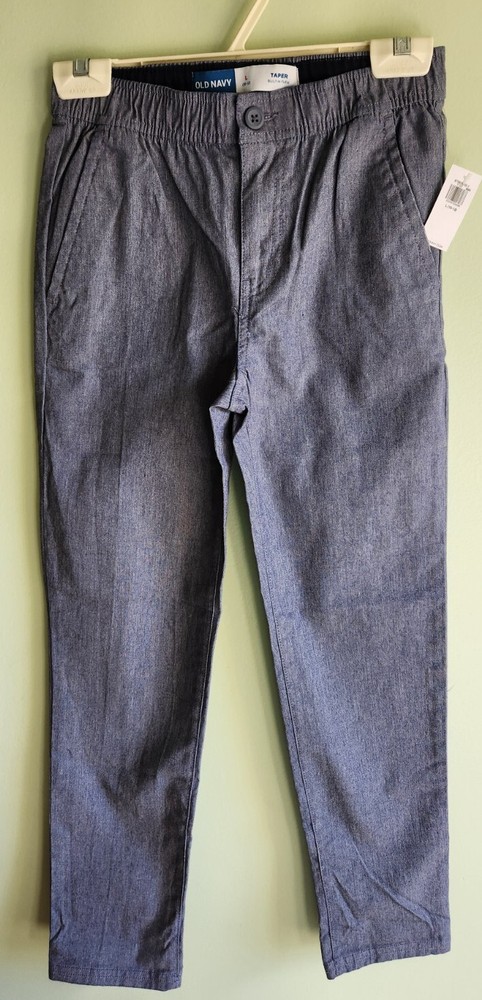 Old Navy Boys 10-12 Slim Taper Stretch Waist Original Chino Pants Gray #21124