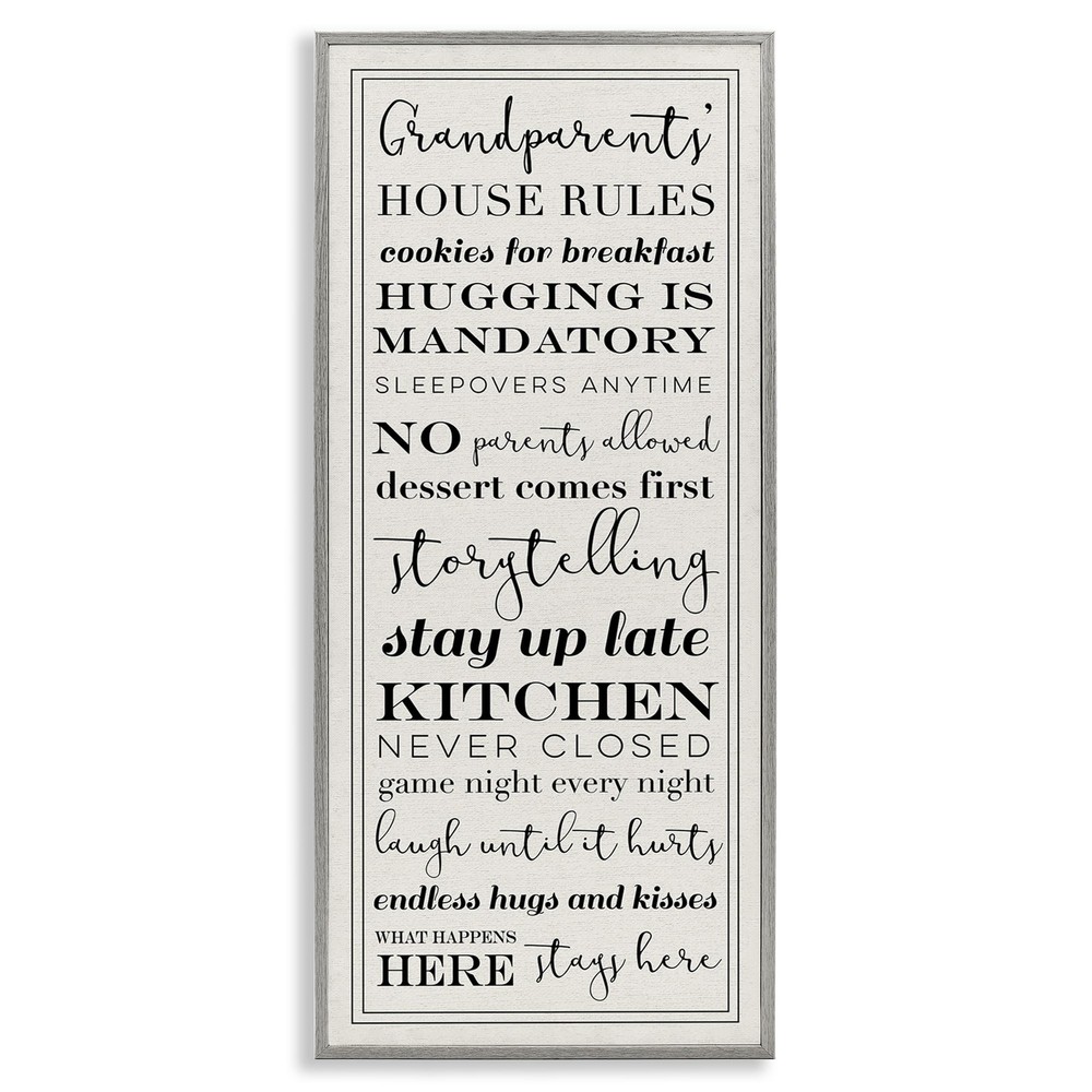 Grandparents House Rules, Design by Daphne Polselli Gray Framed Wall Art, 10x...